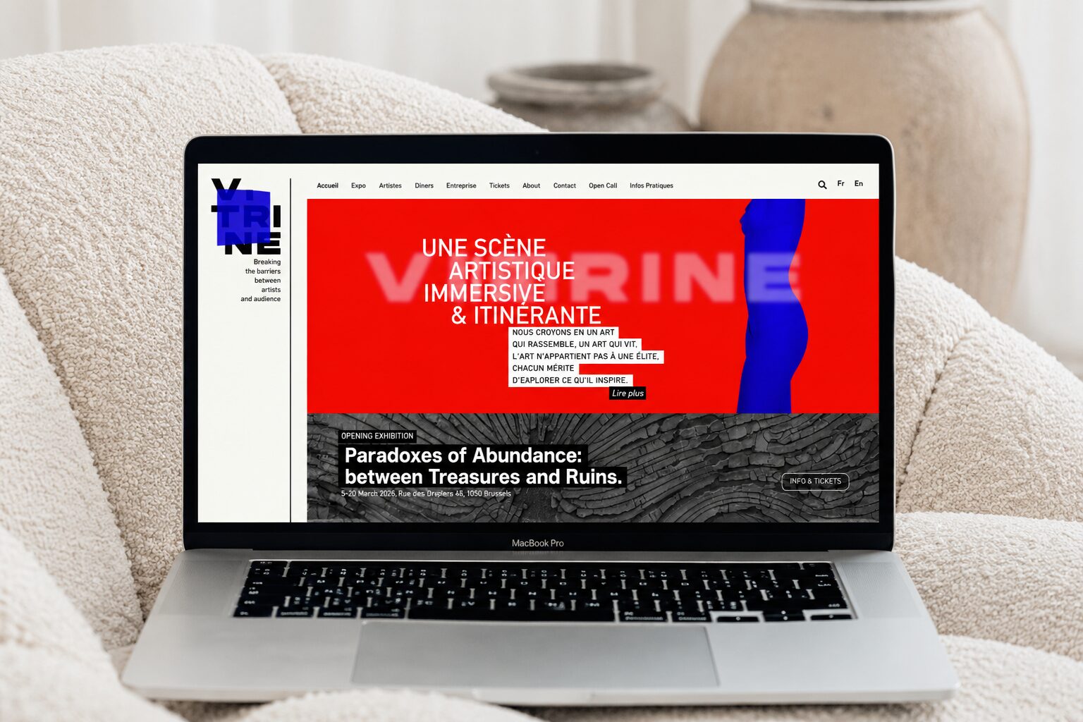 Site web de Vitrine, scène d’art contemporain à Bruxelles